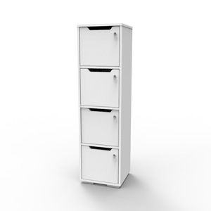 Vestiaire multicases en bois blanc CASEO 4 cases idéal pour salle de fitness et piscine / vestiaires