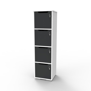 Vestiaire multicases en bois graphite et blanc aux coloris tendances qui se déclinent en différents coloris au choix pour votre structure