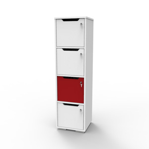 Vestiaire multicases en bois rouge décliné en plusieurs coloris pour convenir à des chr : collectivité / hôtel / resto