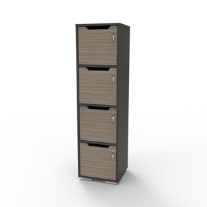 Vestiaire multicases en bois driftwood / graphite CASEO 4 cases qui convient en vestiaire collectif / piscine / salle de fitness / hôpital