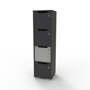 Vestiaire multicases en bois gris / graphite CASEO 4 cases avec serrure à clé dont d'autres options de serrures disponibles en option pour tous les casiers vestiaires