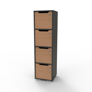 Vestiaire multicases en bois hêtre et graphite avec 4 cases de la gamme de casiers vestiaire bois CASEO sur Vente Directe PME