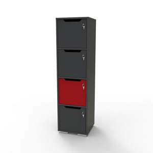 Vestiaire multicases en bois rouge et graphite pour entreprise / collectivité et association livré monté et fabriqué en france
