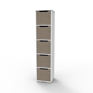 Vestiaire de bureau en bois driftwood et blanc convenant pour entreprise et mairie / communauté de communes souhaitant faire l'achat d'un casier vestiaire bois de qualité