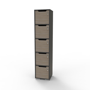 Vestiaire de bureau en bois driftwood CASEO 5 cases pour vestiaire collectif et salle de sport