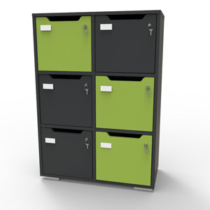 Meuble casier graphite-vert avec des matériaux de qualité et fabrication française pour rangement et vestiaires collectifs d'entreprise et collectivité / CHR