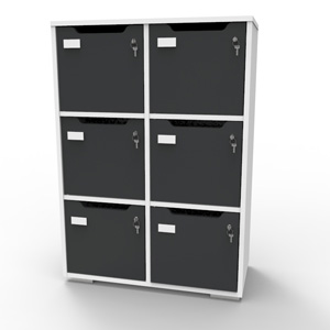 Meuble casier blanc-graphite avec des matériaux de qualité et fabrication française pour rangement et vestiaires collectifs d'entreprise et collectivité / CHR