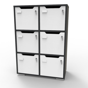 Meuble casier graphite-blanc avec des matériaux de qualité et fabrication française pour rangement et vestiaires collectifs d'entreprise et collectivité / CHR