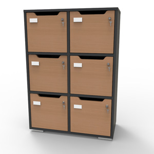 Meuble casier graphite-hêtre avec des matériaux de qualité et fabrication française pour rangement et vestiaires collectifs d'entreprise et collectivité / CHR