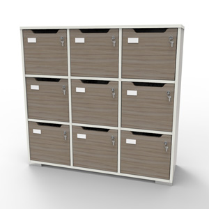 Meuble casier en bois blanc-driftwood correspondant aux attentes et besoins des vestiaires collectifs et salles de sport dans des entreprises et collectivités