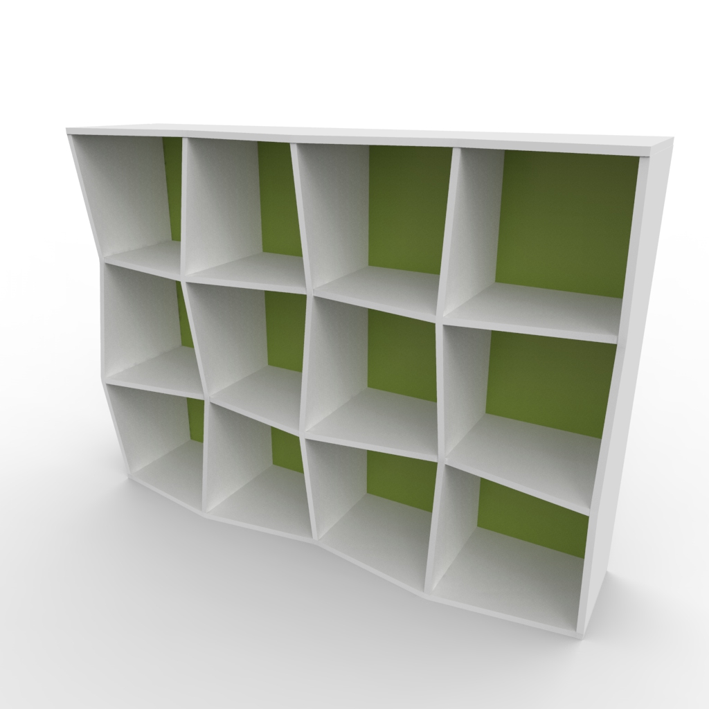 Étagère bibliothèque en bois blanc vert avec 12 cases disponible en plusieurs coloris et formats au choix dédiée aux entreprises et collectivités / chr